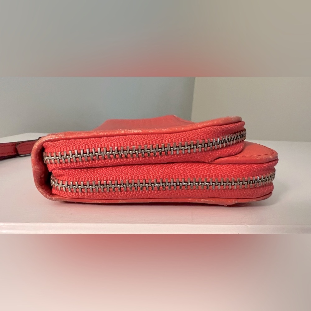 Coach Perforated Coral Zip Wristlet Wallet - Picture 4 of 10